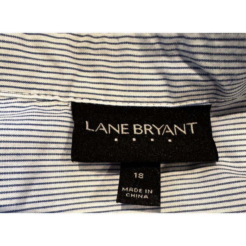Lane Bryant Plus Size 18 Blue & White Striped Floral Embroidered Blouse - Picture 4 of 5